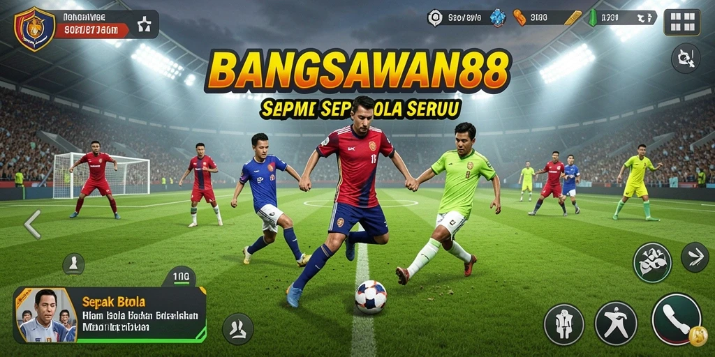 Tangkapan layar menampilkan aksi seru dalam permainan sepak bola BANGSAWAN88.