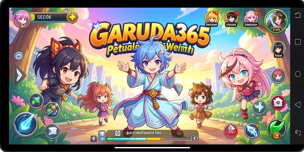 Tangkapan layar gameplay GARUDA365 menampilkan aksi seru dalam pertarungan karakter Anime.