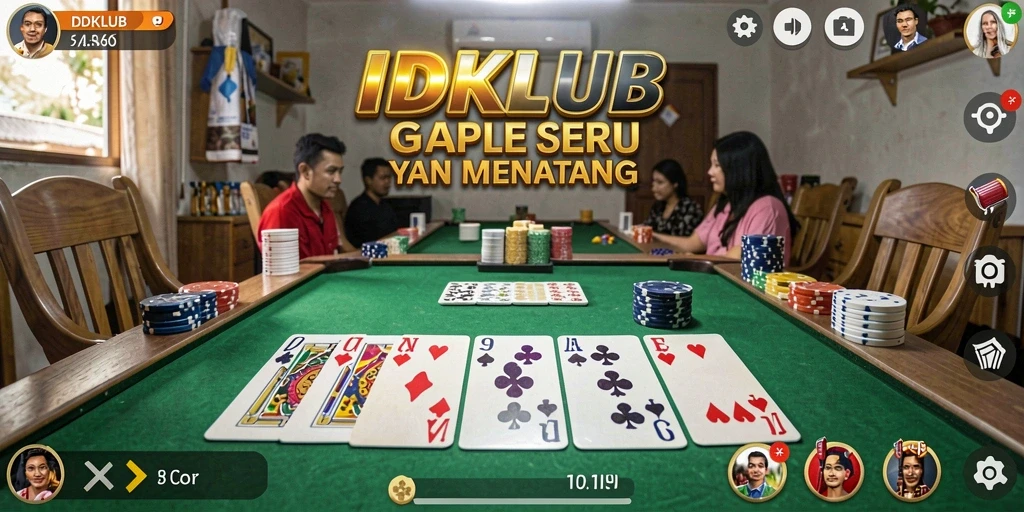 Tangkapan layar gameplay IDKLUB yang menunjukkan keseruan permainan Gaple.