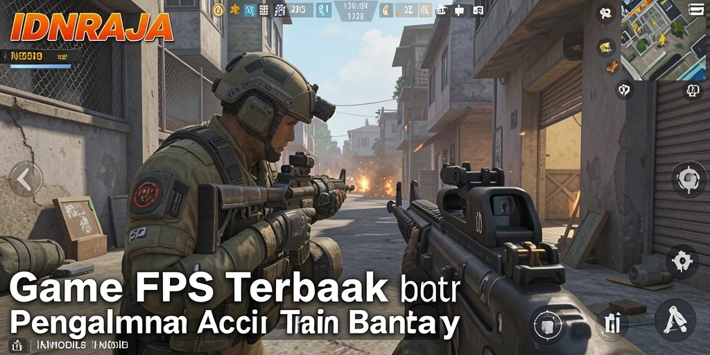 Tangkapan layar IDNRAJA menunjukkan aksi tembak menembak yang intens dan grafis yang menakjubkan.