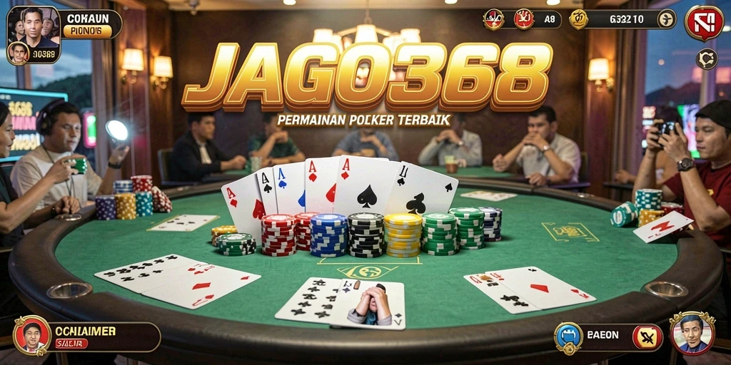 Tampilan utama gameplay Poker di JAGO368 yang menawan.