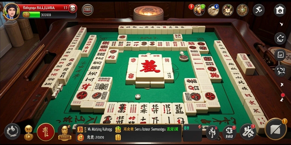 Gameplay seru RAJAJUARA dengan desain ubin Mahjong yang menarik.