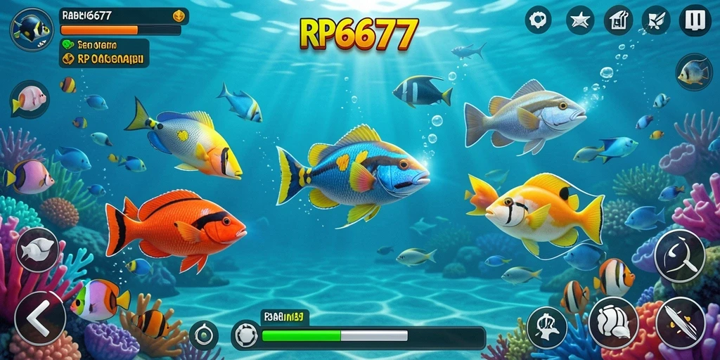 Tampilan screenshot gameplay Tembak Ikan RP6677 yang mengasyikkan.