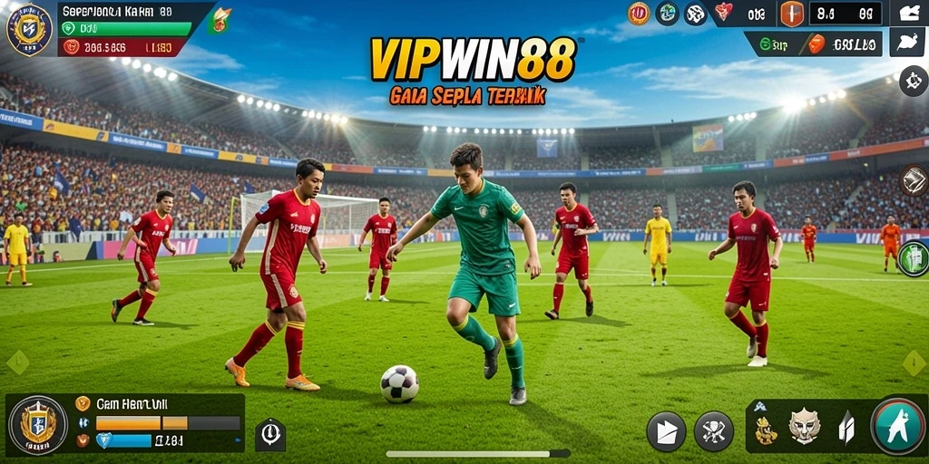 Tampilan gameplay VIPWIN88 yang menakjubkan dengan aksi sepak bola seru.