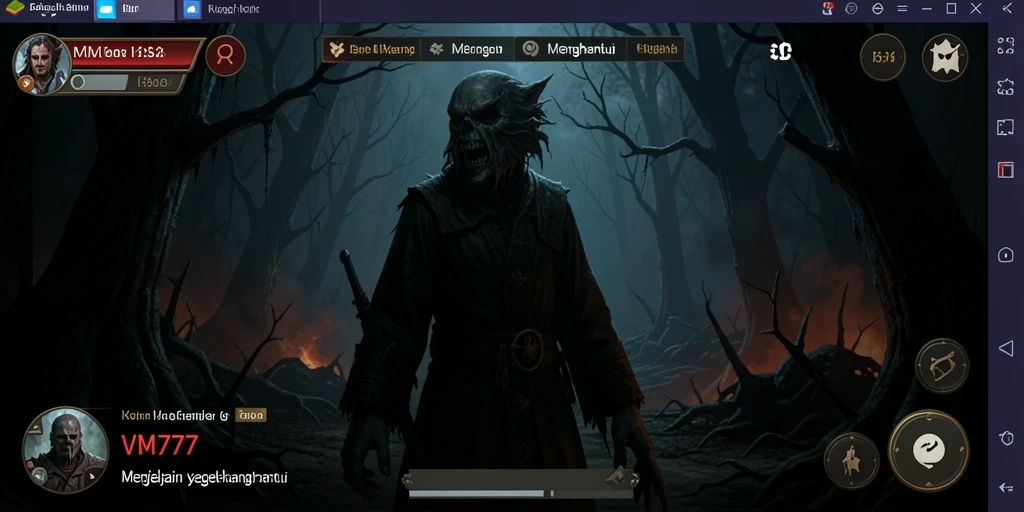 Tampilan gameplay yang menegangkan dan mencekam dalam VM777.